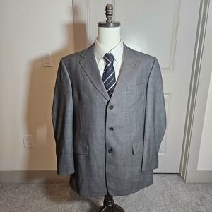 Hart Schaffner &‎ Marx 44L Wool Gold Trumpeter Suit Blazer Men Textured Gray